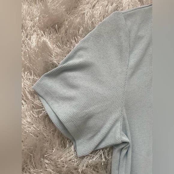 Short Sleeve Baby Blue Side Bow-Tie Mini Dress - Picture 4 of 5